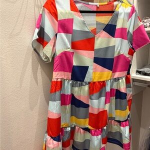 Colorful Geometric Kids Dress